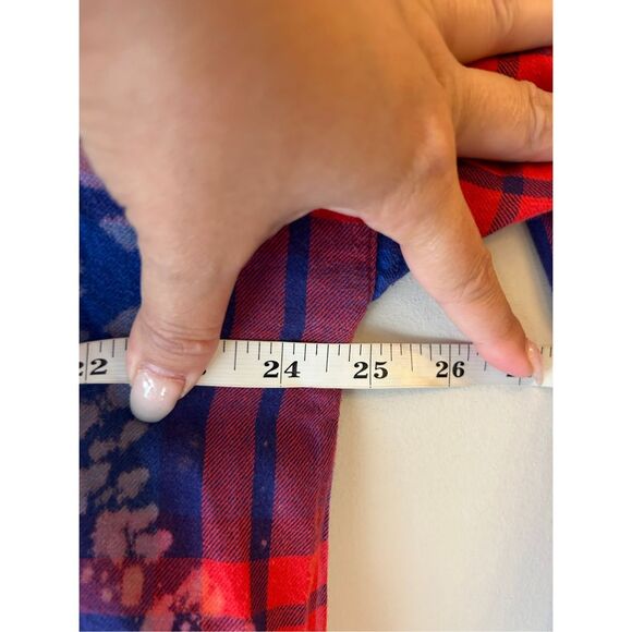 Old Navy Plaid Flannel Shirt Customized Bleached Distressed Southern Logo Sz XL - Picture 5 of 6